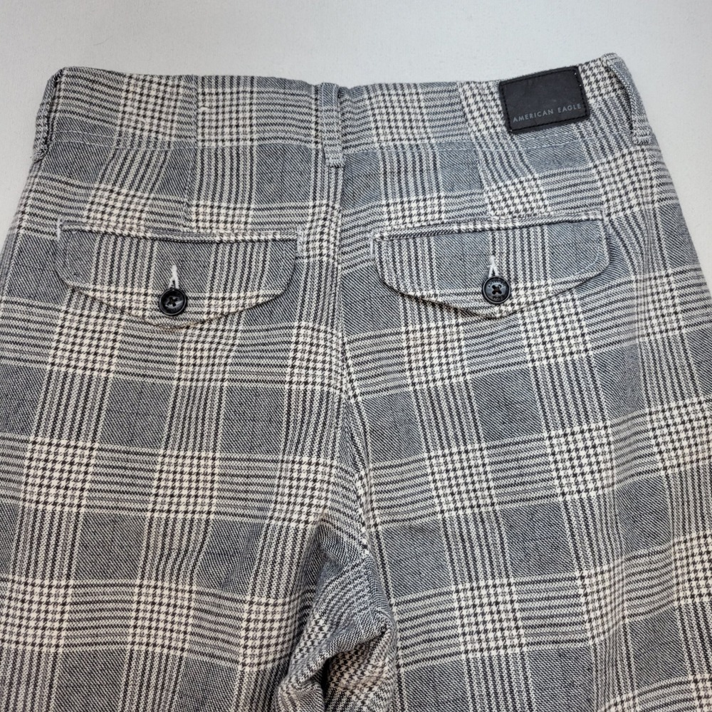 American Eagle Wide Leg Pants Womens 4 Gray Plaid Super High Rise Baggy Trousers - Picture 4 of 12